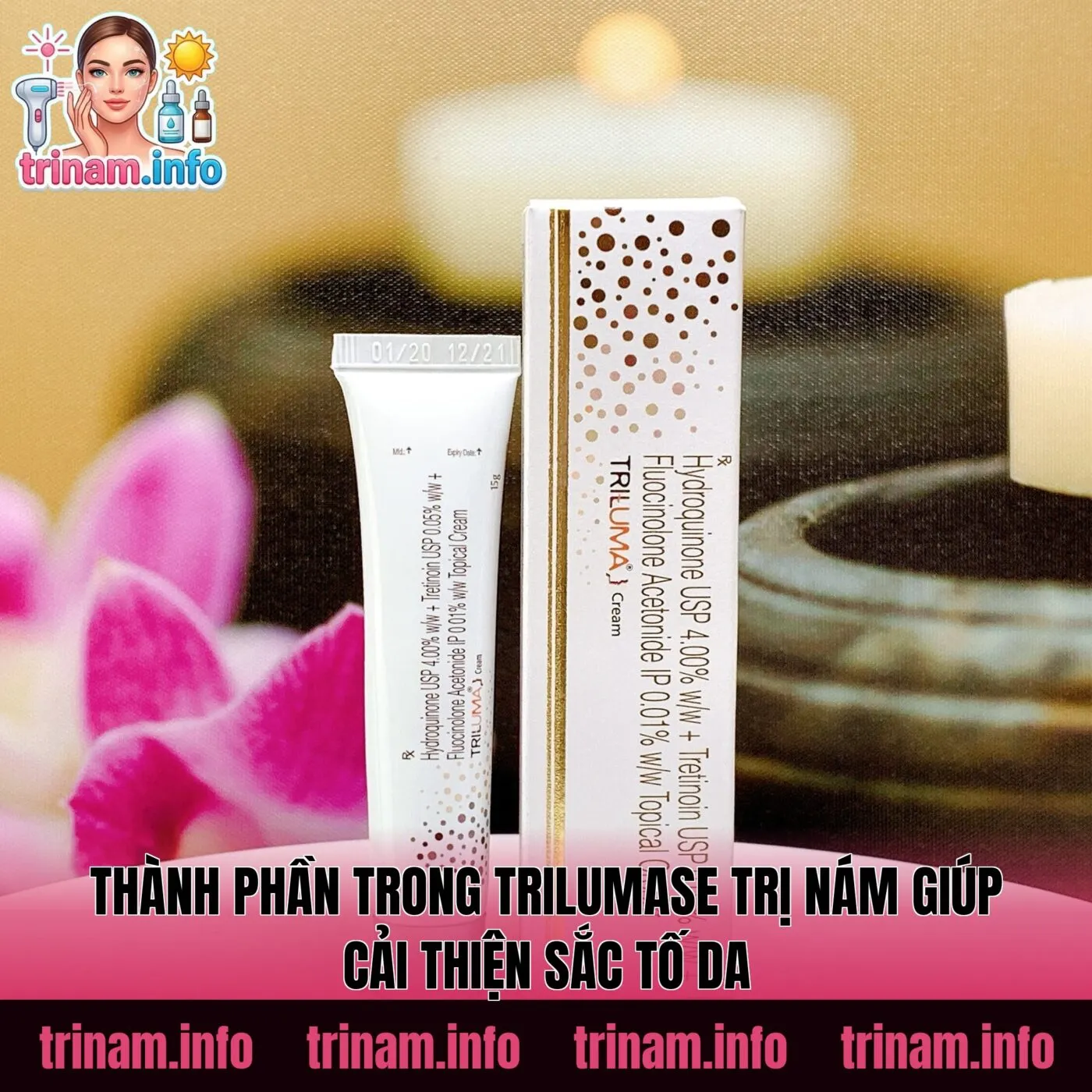 Thành phần trong Trilumase trị nám giúp cải thiện sắc tố da